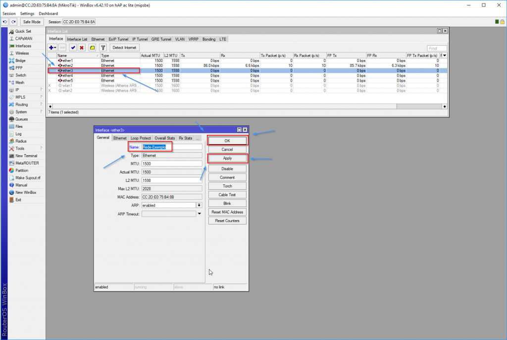 Alterando Nome da Interface - Router Mikrotik