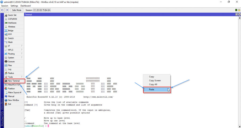 New Terminal do Mikrotik - hotspot social no mikrotik