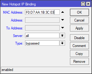 Configurando Bypassed em hotspot mikrotik