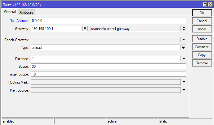 Configurando Rota - IP WAN estática