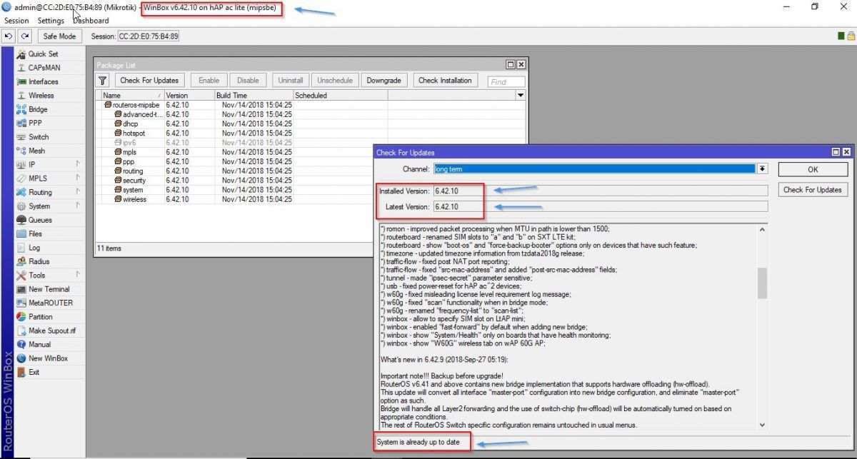 upgrade routeros mikrotik