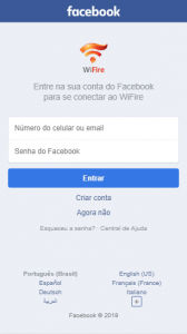 Tela de Autenticação com Facebook