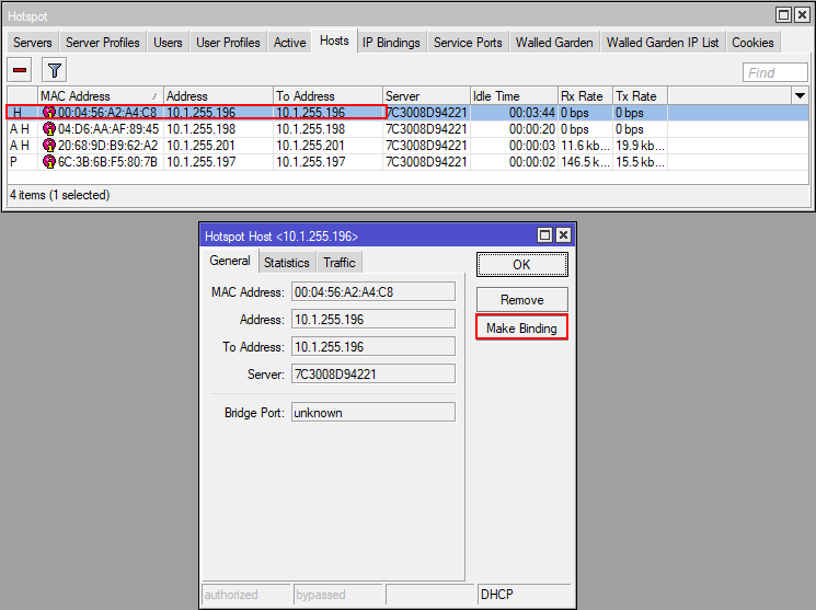 mikrotik mac address access list