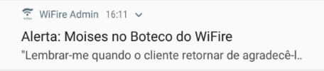 Notificação App WiFire Admin