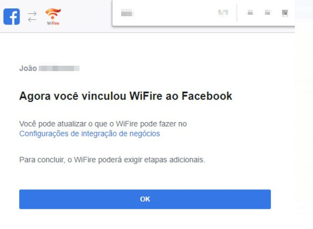 Confirmação de Liberação para Publicação no Facebook.