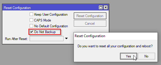 Reset Default Configuration