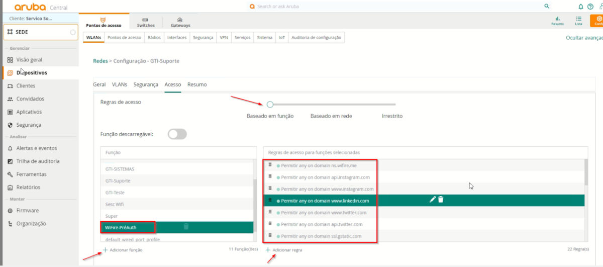 Controladora Aruba Central: como configurar com Hotspot WiFire