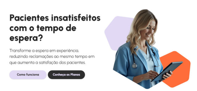 banner promocional da solução de gestão de fila Attenda que evita paciente insatisfeito com o tempo de espera