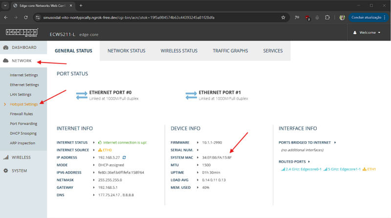 Aprenda a configurar o Edgecore Standalone com WiFire Hotspot