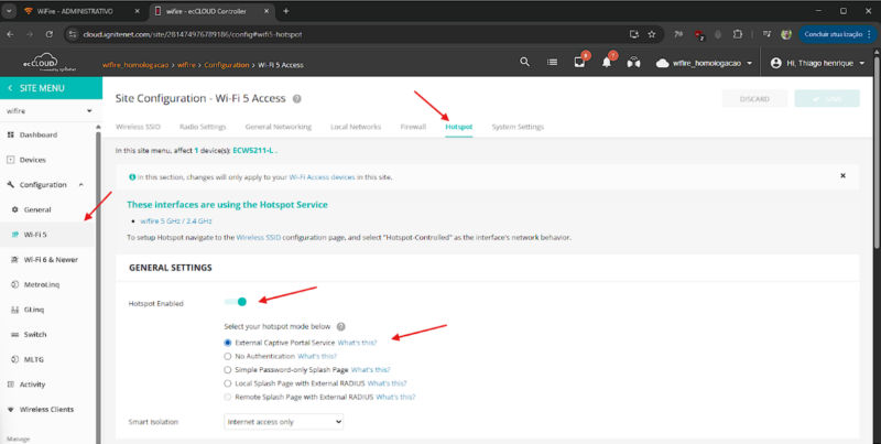 Descubra como configurar o Edgecore Cloud com WiFire Hotspot