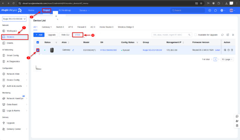 configurar Ruijie Reyee com WiFire Hotspot