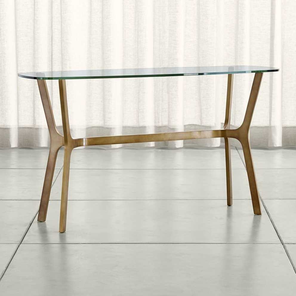 Featured Image of Elke Glass Console Tables With Brass Base