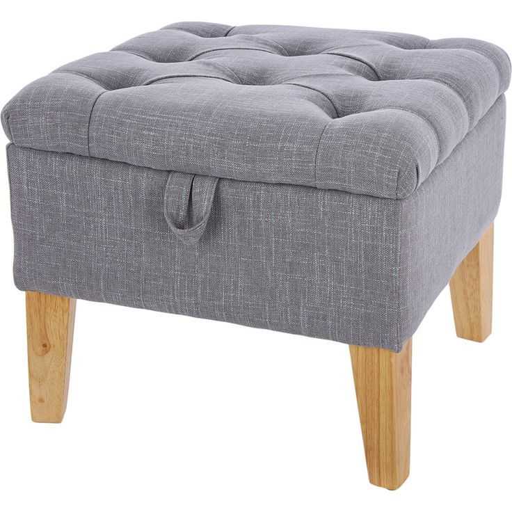 Featured Image of Gray And White Fabric Ottomans With Wooden Base