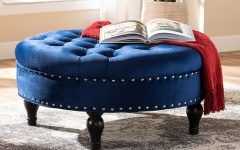 Blue Fabric Tufted Surfboard Ottomans