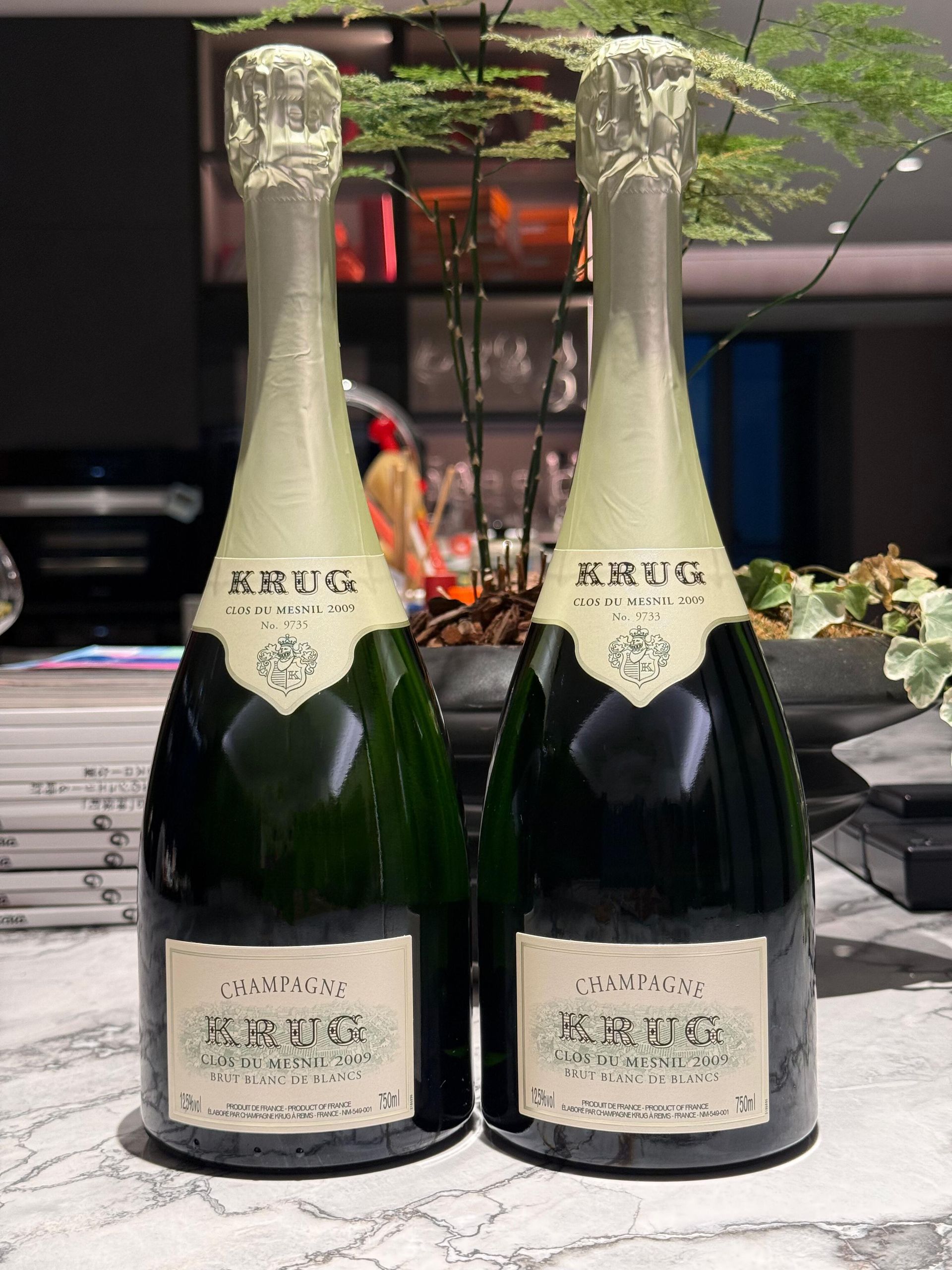 Krug Clos du Mesnil 與 Clos d'Ambonnay 單一園地理產量對比圖