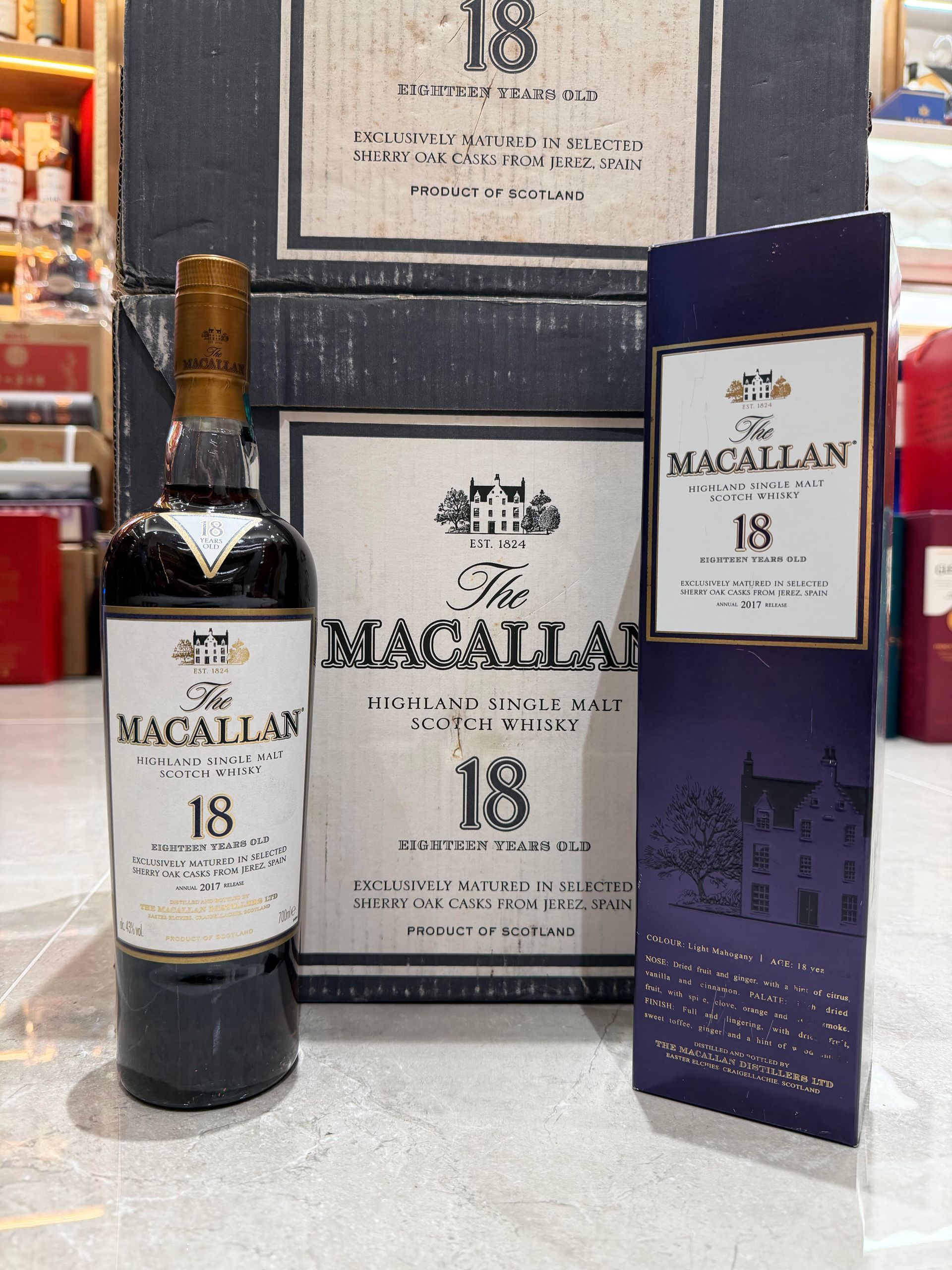 Macallan 18年Sherry Oak Double Cask Colour Collection及Fine Oak桶型系列比較圖