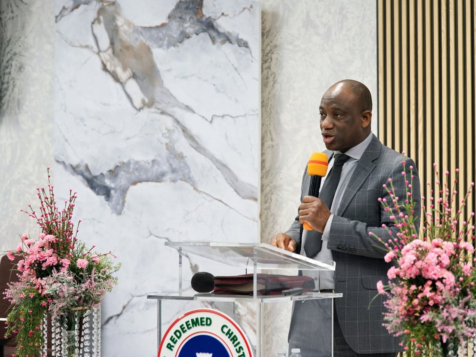 Our pastor preaching during a Sunday service