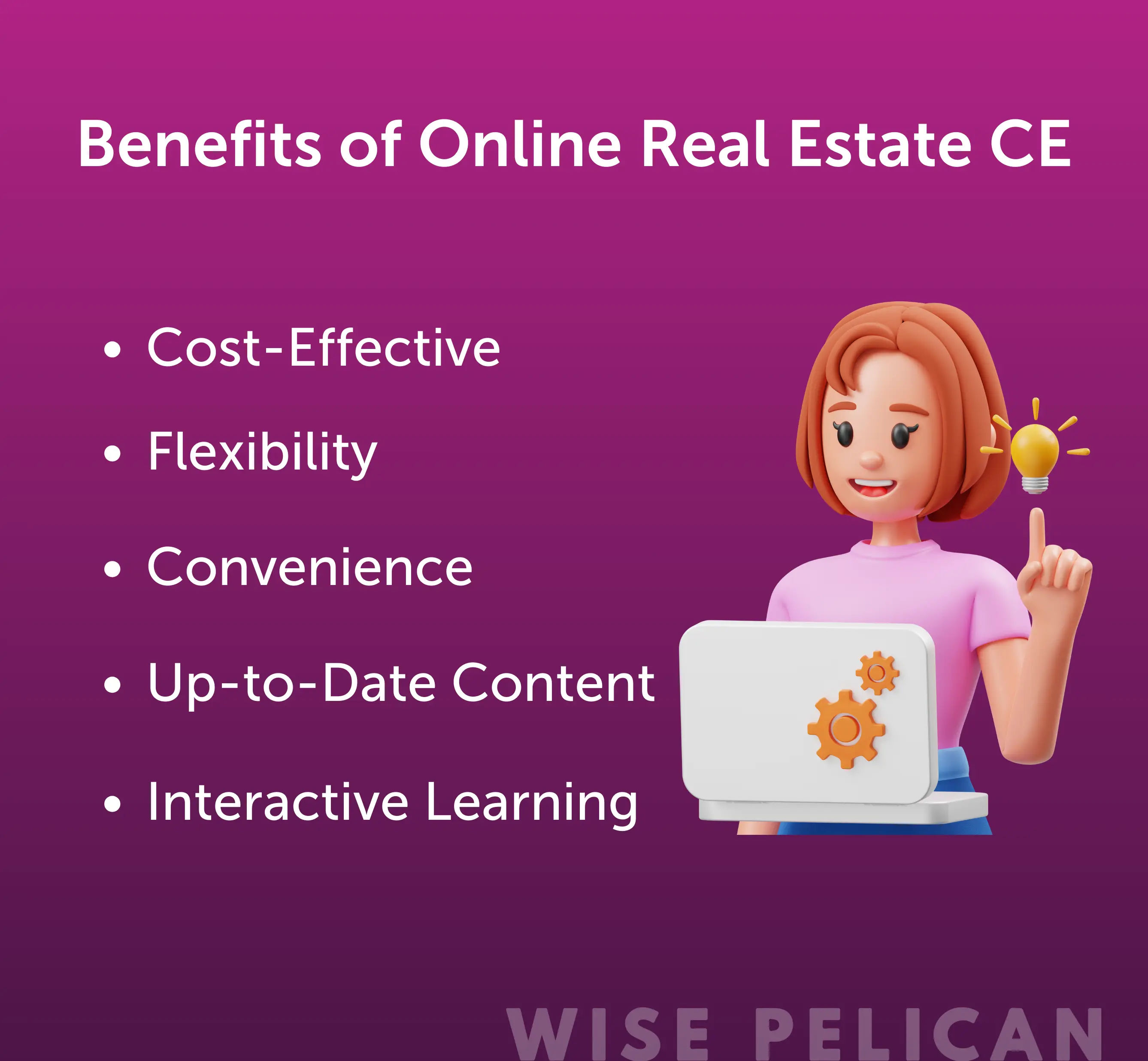 An image with a laptop computer and five benefits of online real estate ce 