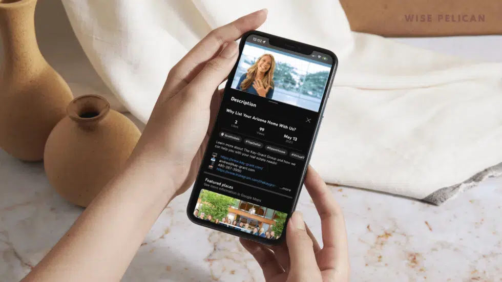 Mobile video of a real estate agent's listing details with a focus on Arizona home sales.