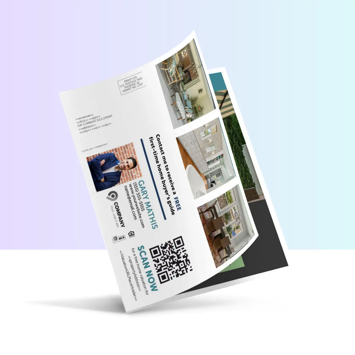 Automated home valuation postcard with QR code