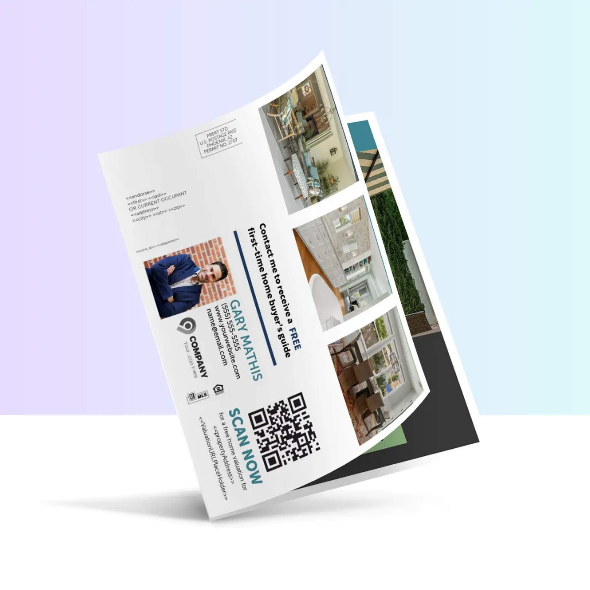 Automated home valuation postcard with QR code