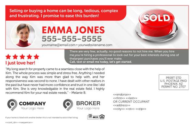 REALTOR FSBO Postcard with red button — back