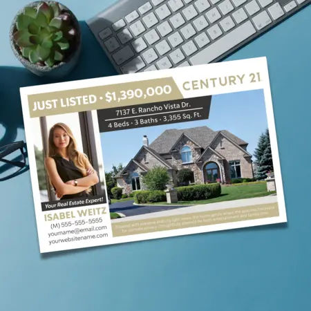 Century 21 real estate sign with agent branding