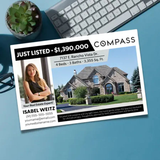 Compass real estate sign with agent branding