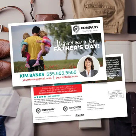 father's day real estate postcards