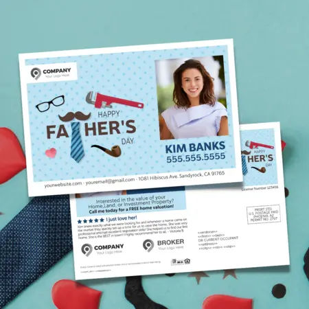 father's day real estate postcards
