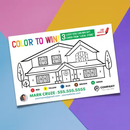 real estate coloring postcards