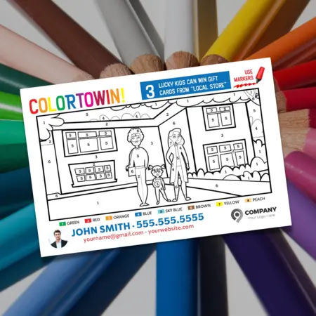 real estate coloring postcards