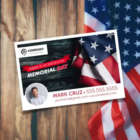 real estate memorial day postcards with American flag