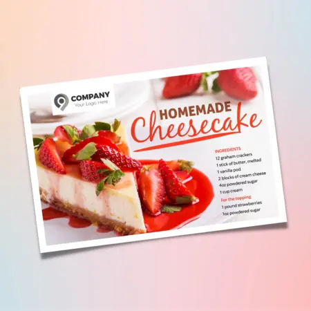 A front and back image of a real estate recipe postcard.