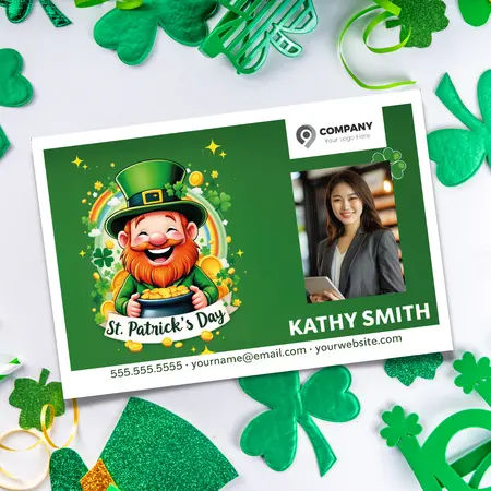 A st patrick's day postcard with a pot of gold
