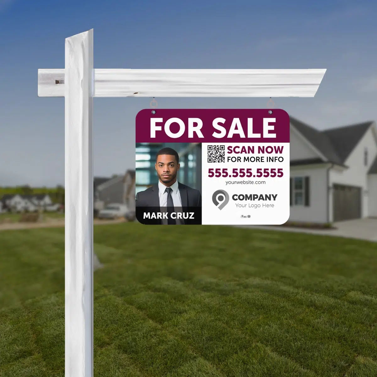 Horizontal real estate for sale sign