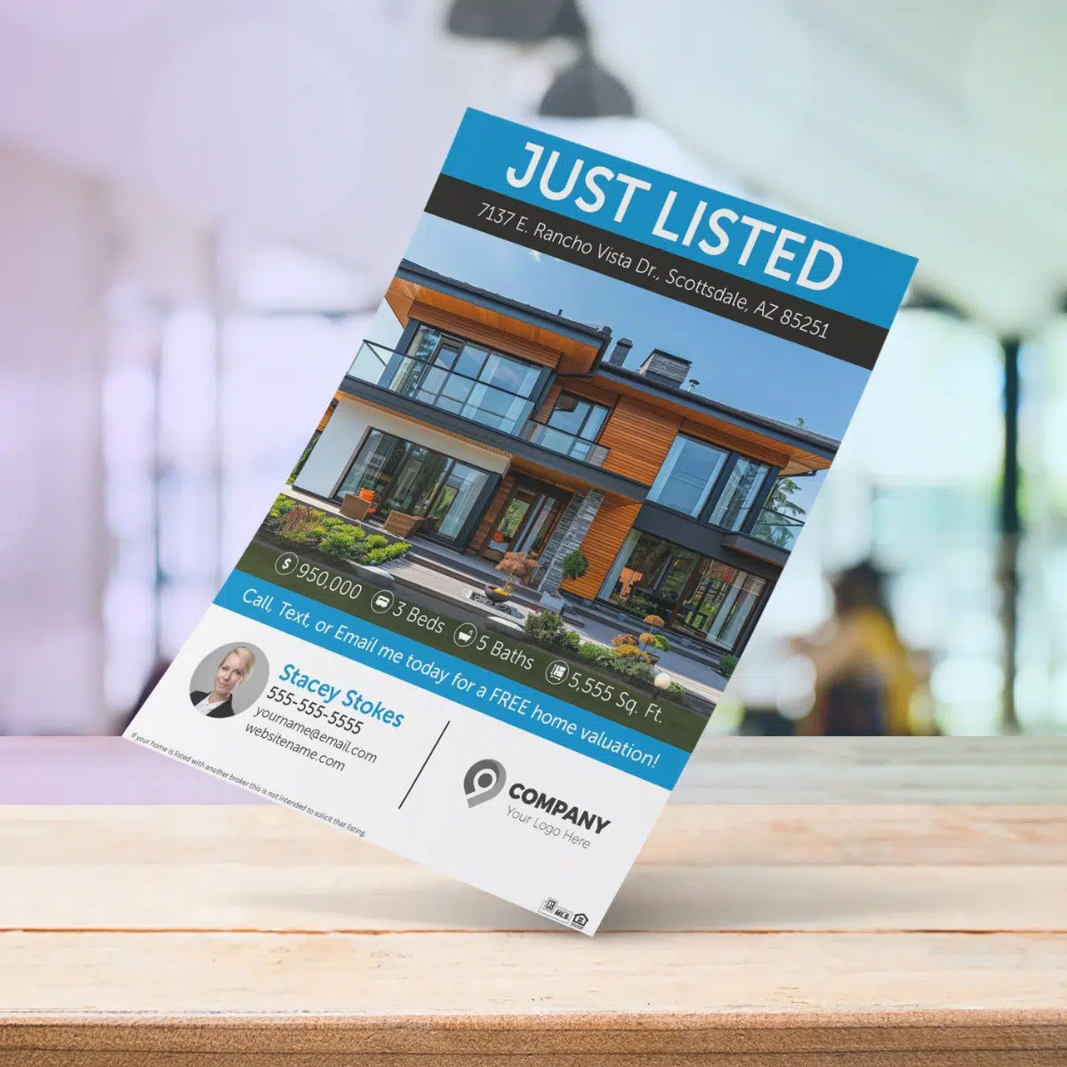 Just Listed flyer to generate real estate listings
