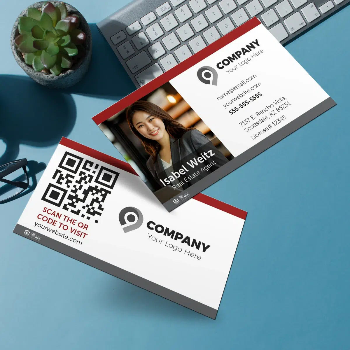 Real estate business card with QR code