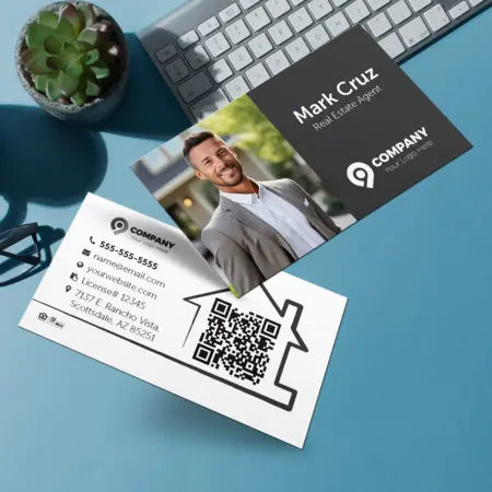 Real estate print and ship business card with QR code