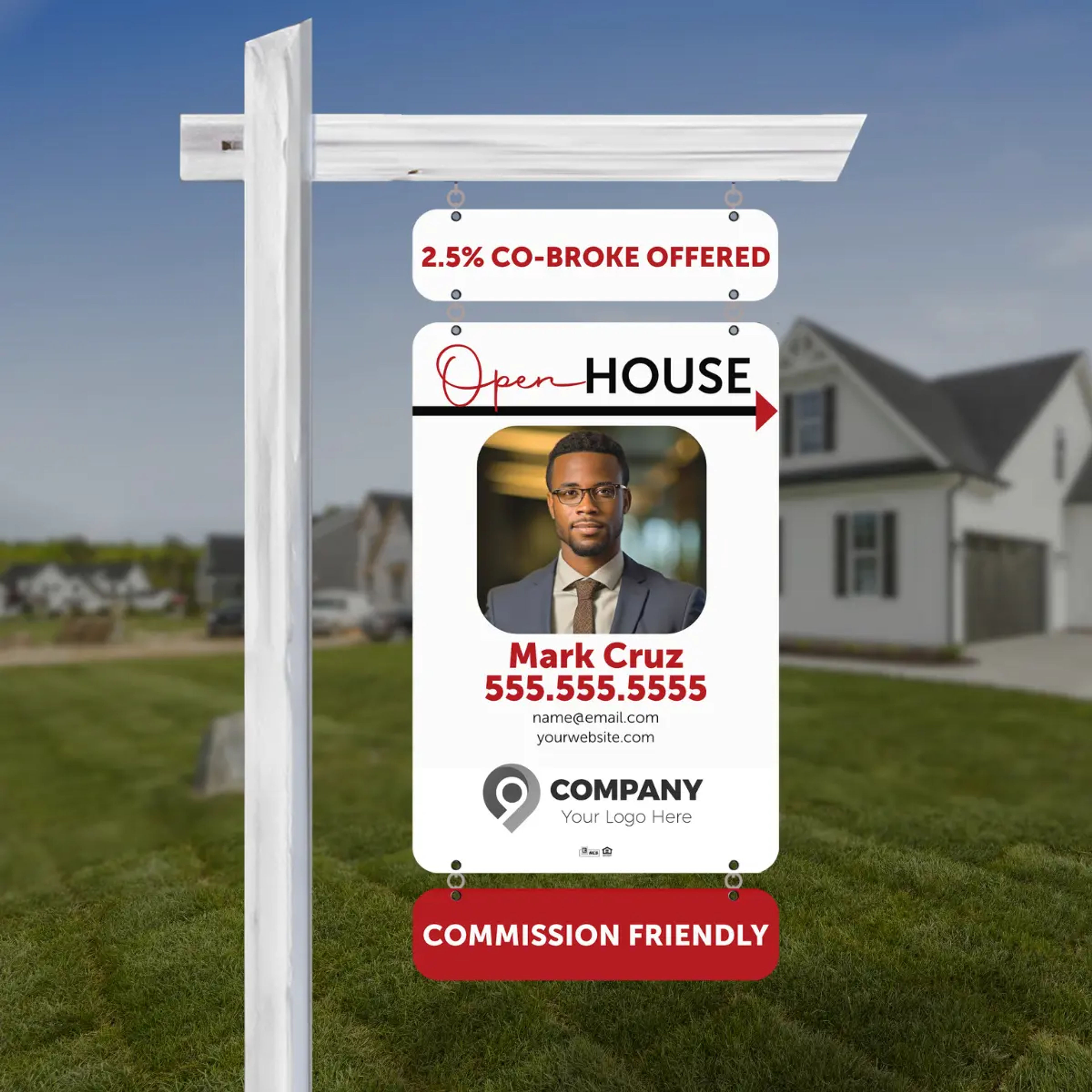 Real estate sign rider