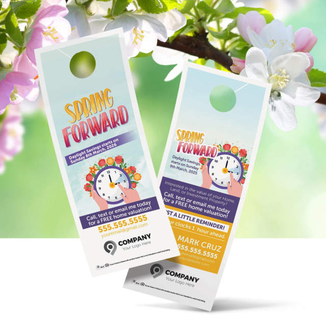 Spring Forward door hanger design for real estate