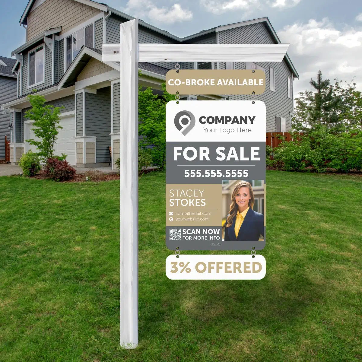 Luxury vertical real estate sign design
