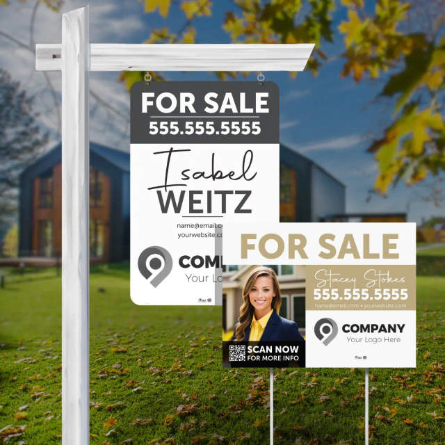 Commercial real estate sign with agent branding