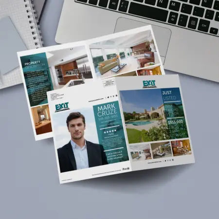Exit Realty bi-fold brochure with background 2