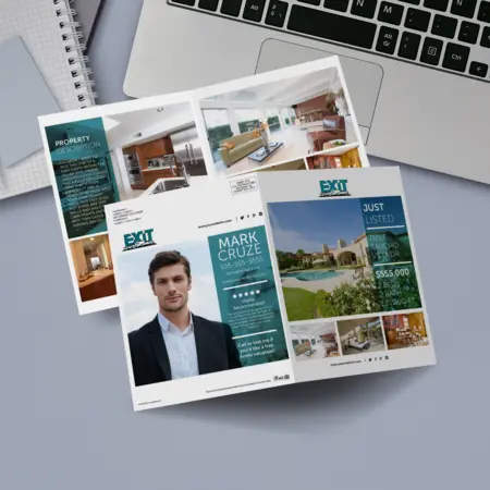Exit Realty bi-fold brochure with background 2