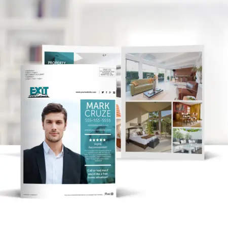 Exit Realty bi-fold brochure with background 4
