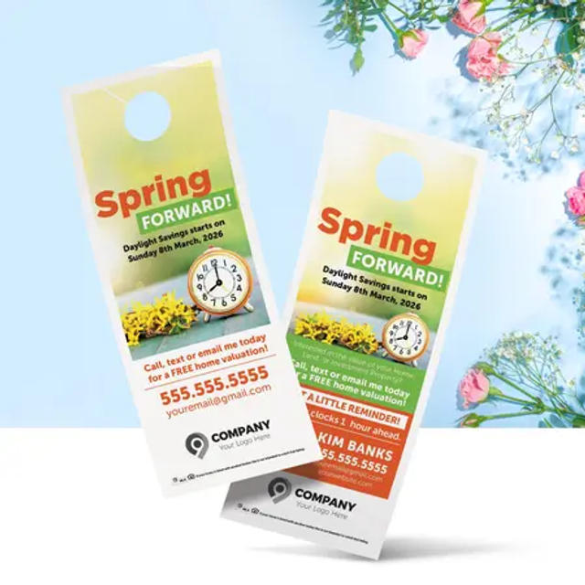 Spring Forward door hanger design