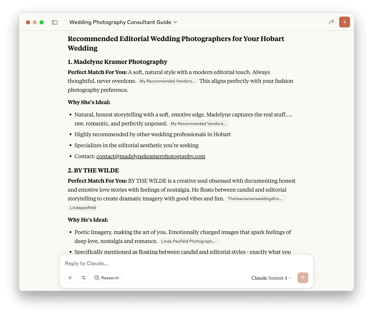Claude screenshot of results ⌘