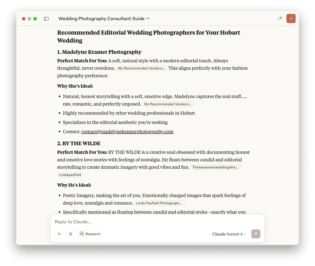 Claude screenshot of results ⌘