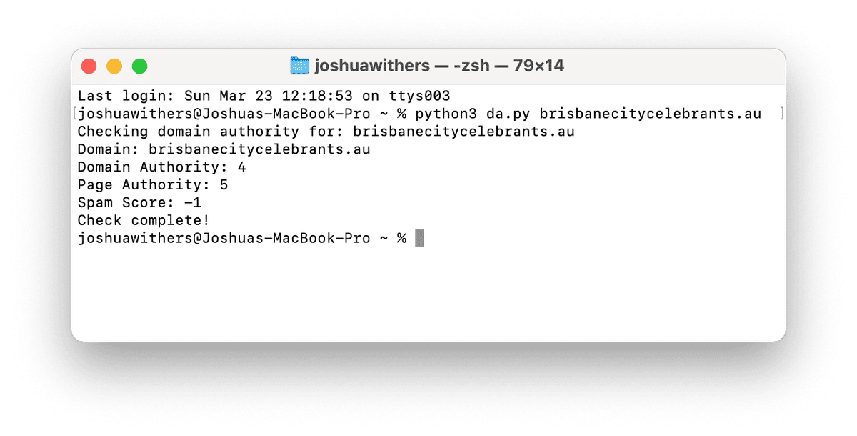 Domain authority of BrisbaneCityCelebrants.au on 23 March 2025 [⌘](https://ik.imagekit.io/withers/domain_authority_Ixj1V_pYx)